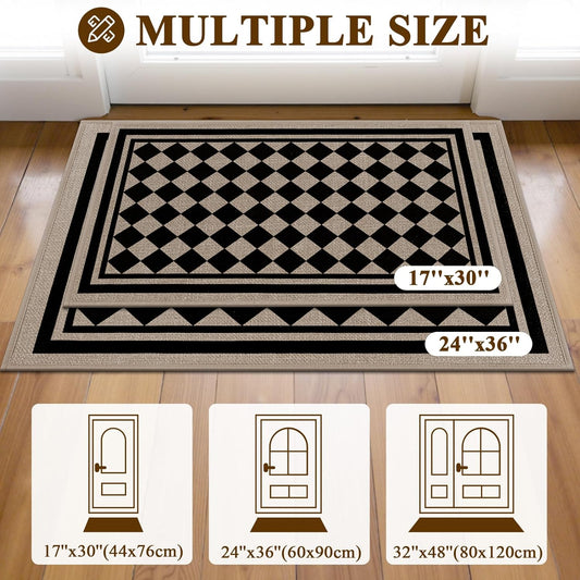 Vaukki Indoor Door Mat 17"x30", Ultra Thin Doormat Indoor Entrance, Non Slip Rubber Backed Inside Welcome Mat for Front Door, Low-Profile Washable Dirt Trapper Entry Floor Mat for Entryway, Sweet Home