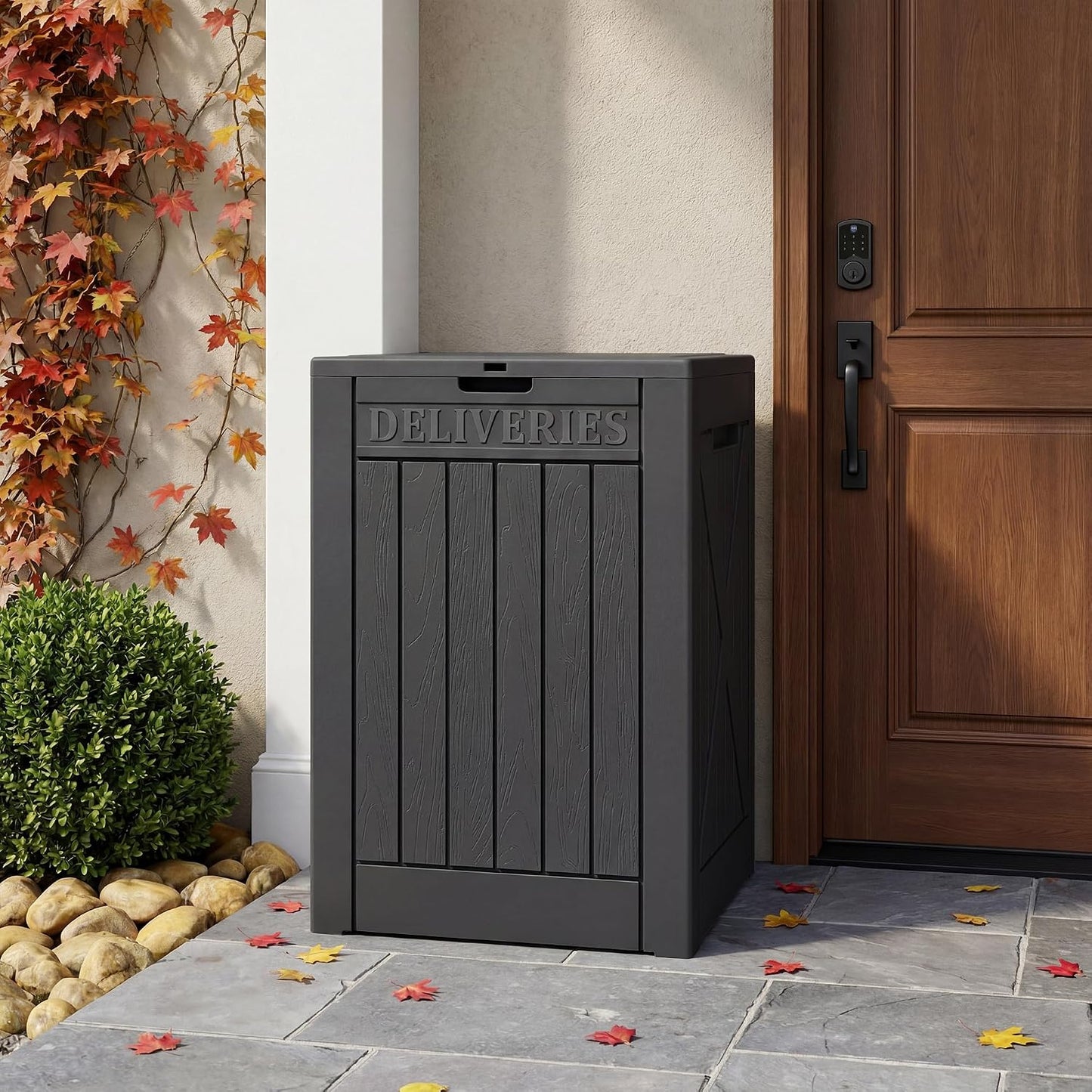 32 Gallon Deck Box Outdoor Indoor Waterproof Storage Box for Patio Furniture, Pool Accessories, Garden Tools, and Cushion Storage, Black