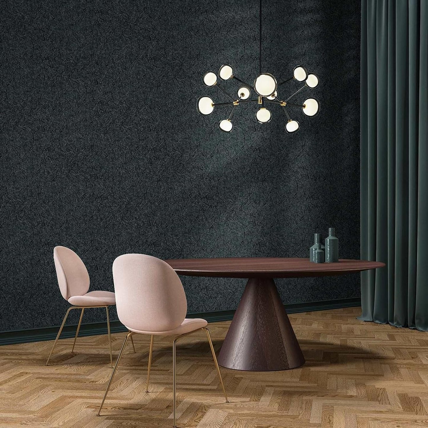 15.7" X 118" Black Silk Wallpaper Embossed Self Adhesive Peel and Stick Wallpaper Contact Paper Removable Waterproof Kitchen Vinyl Wrap Cabinet Furniture Textured Renter Friendly Wall Gift Paper