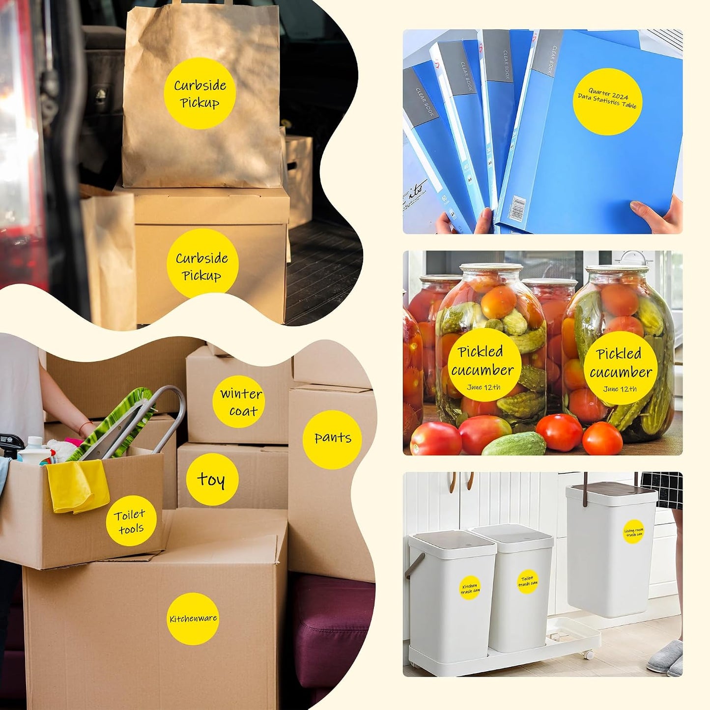 3 Inch White Color Code Dot Stickers,500 PCS Round Labels Stickers in Dispenser Box for Organization, Inventory,Classroom