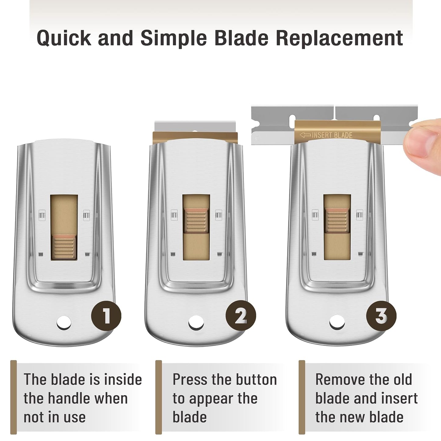 Bates- Metal Razor Blade Scraper, 2 Pack, 30 Extra Blades, Scraper for Cleaning, Glass Scraper, Razor Blade Scraper Tool, Razor Scraper Tool, Scraper Blades, Window Scraper with Razor Blade