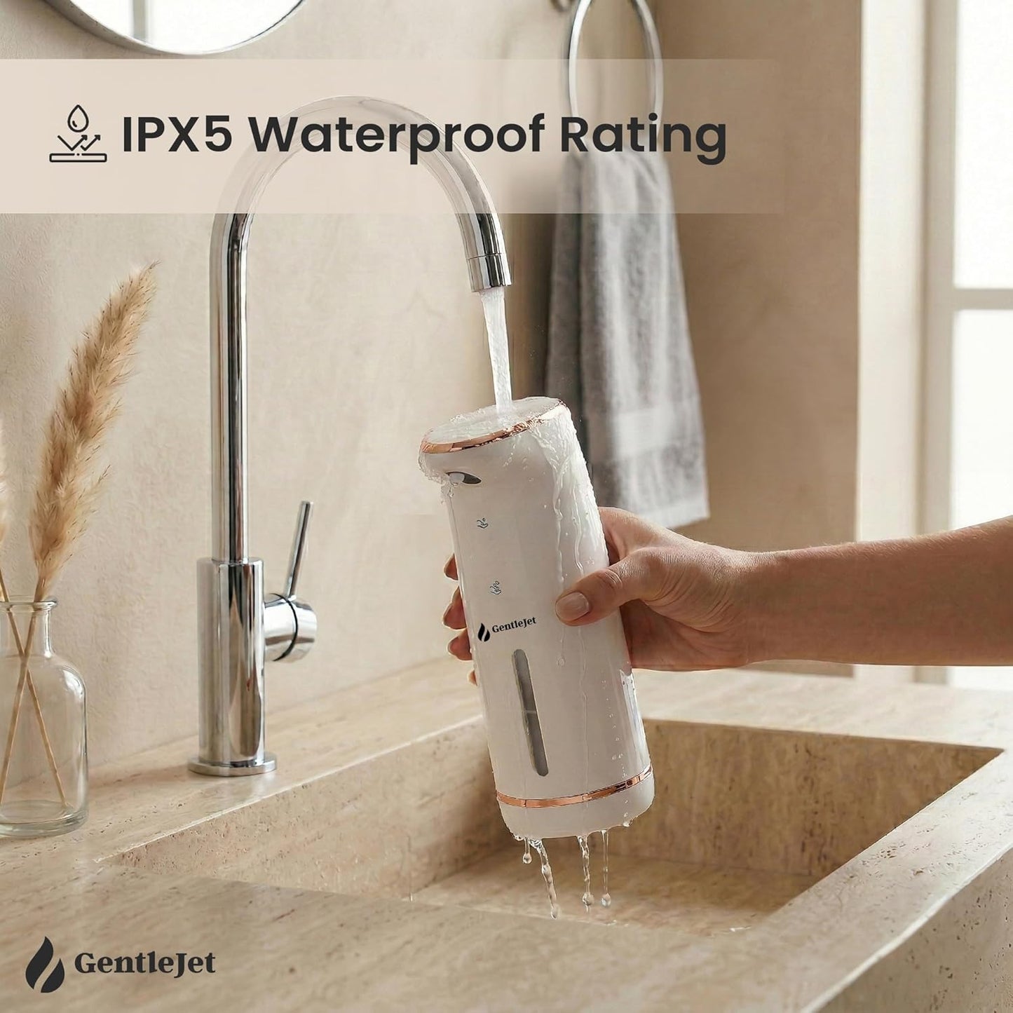 GentleJet Cloudfoam Automatic Foaming Soap Dispenser – Touchless Foam Dispenser for Kids & Family, Soft Rich Foam, USB-C Rechargeable, No-Clog Design, IPX5 Waterproof, 320 ml