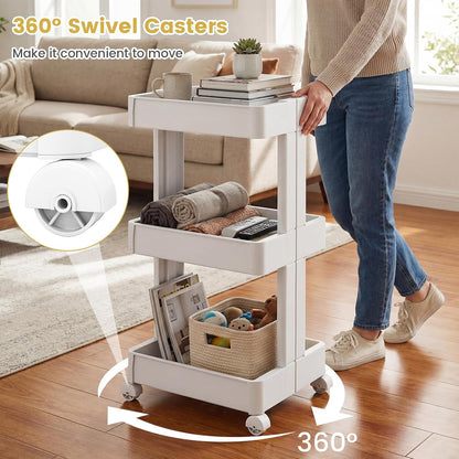 GOFLAME 4-Tier Rolling Utility Cart, Multifunctional Slim Storage Trolley with Detachable Trays and Wheels, Mobile Shelving Unit Organizer for Kitchen, Living Room and Bathroom (20” × 5” × 40”)