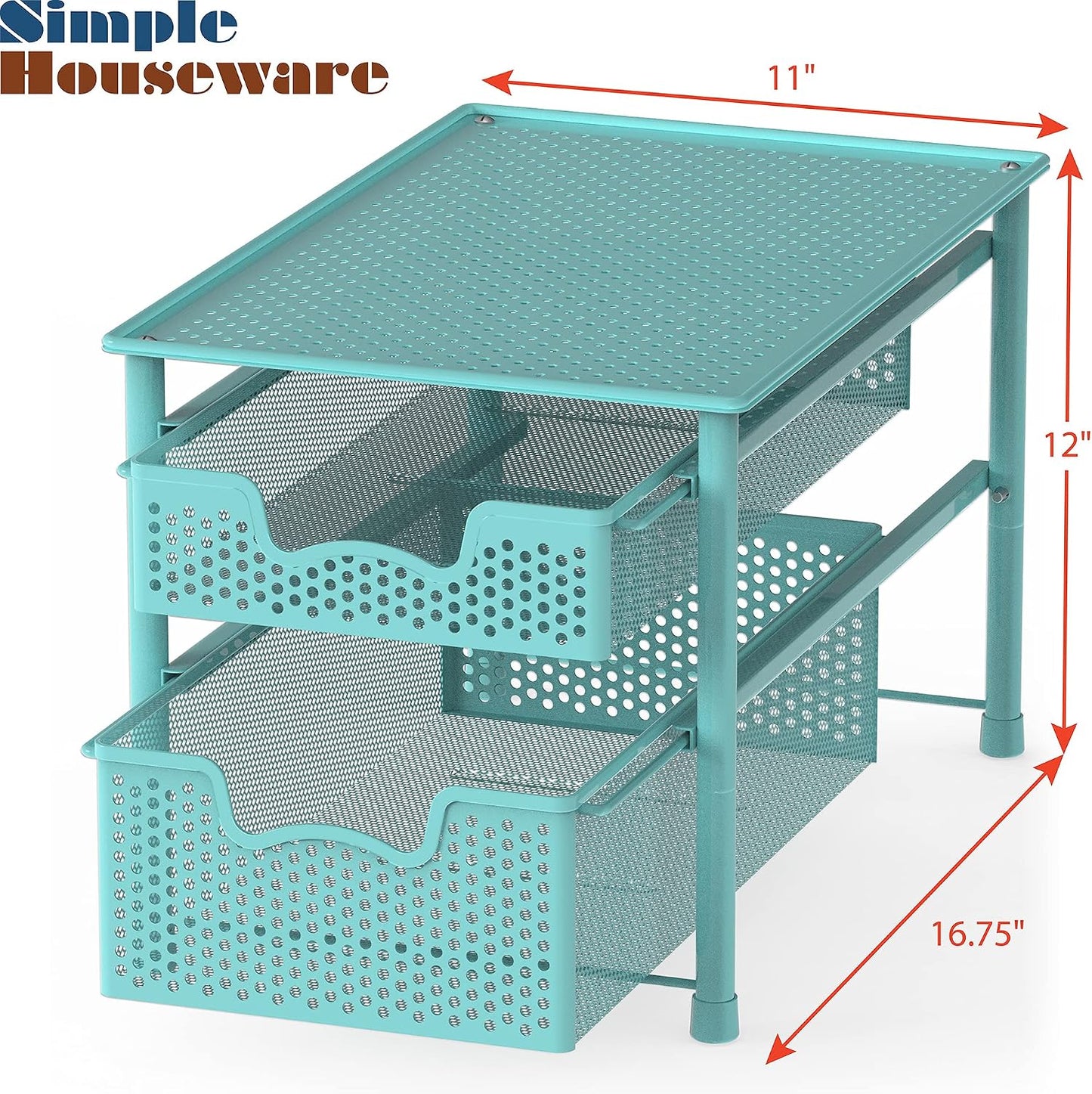 Simple Houseware Stackable 2 Tier Sliding Basket Organizer Drawer, White