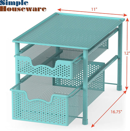 Simple Houseware Stackable 2 Tier Sliding Basket Organizer Drawer, White