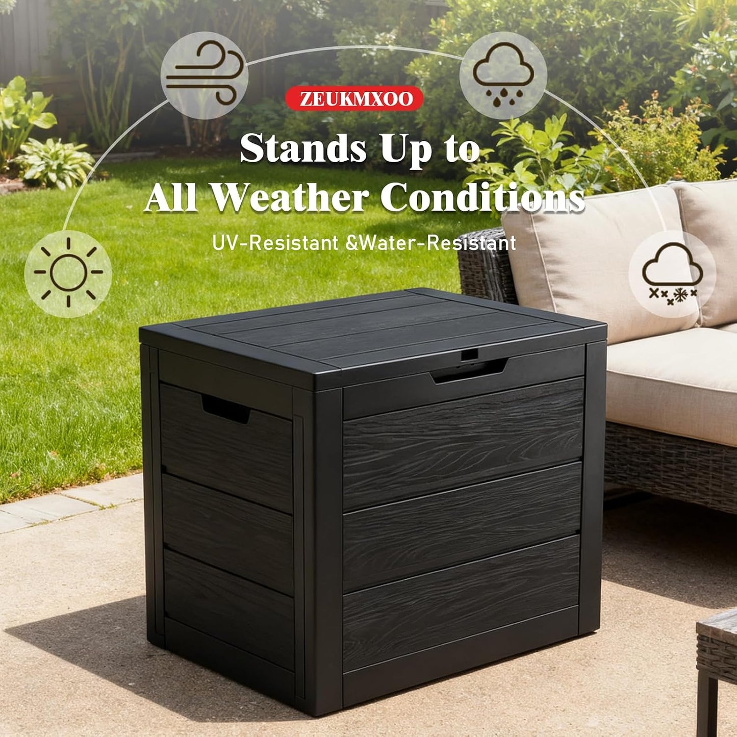 35 Gallon Outdoor Storage Box Waterproof,Deck Boxes Outdoor Waterproof,Resin Deck Box Delivery Boxes for Outside for Package Delivery,Patio Cushions,Gardening Tools,UV Resistant