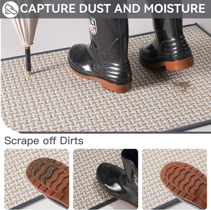 Door Mat 17"x30",Door Mat Indoor Entrance Dirt Resistant and Absorbent Non-Slip Rubber Backing Front Door Mats Washable Low-Profile Indoor Mats for Entryway, Inside Entrance Easy Clean Gray