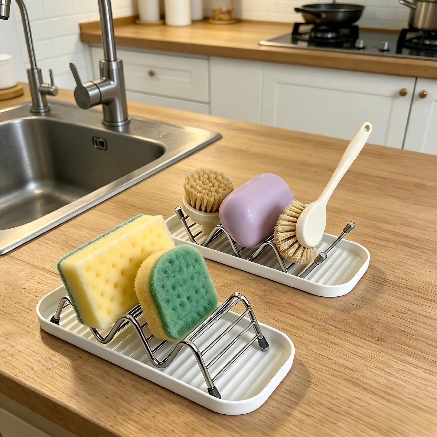 304 Stainless Steel Wavy Soap Dish, Self Draining Shampoo Bar Holder with Removable Drip Tray, Rustproof Quick Dry Bar Soap Organizer for Shower Bathroom Kitchen, Holds 2-3 Bars, 1 Pack