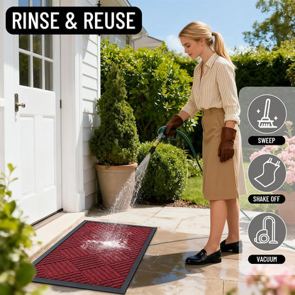 OLANLY Front Door Mat Outside Entrance 29.5x17, Absorbent, Heavy Duty Sturdy Natural Rubber Doormat Indoor Outdoor, Stain and Fade Resistant, Non-Slip Low Profile Floor Mat for Entryway, Grey Diamond
