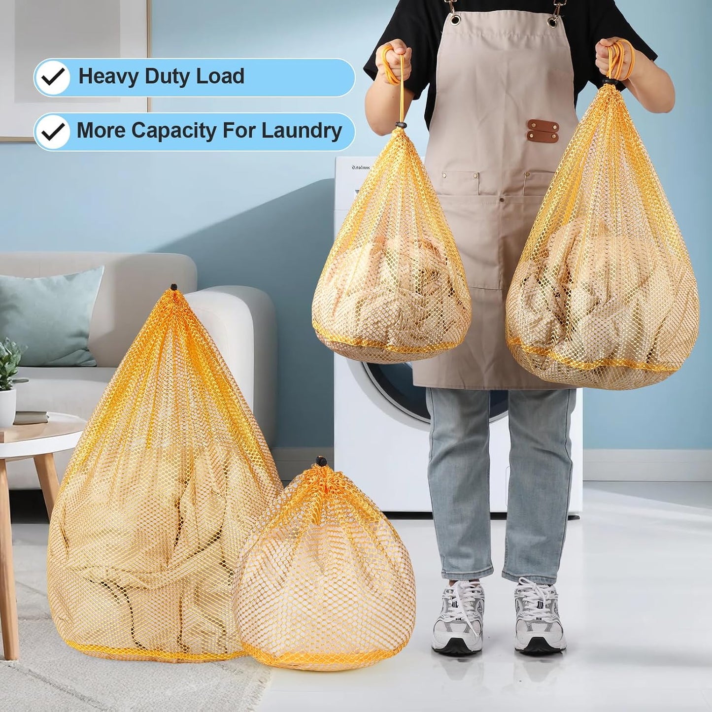 3 Pack XXL Mesh Laundry Bags for Delicates, Extra Large Laundry Wash Bags for Clothes,Bed Linen,Toys with Drawstring Closure Sturdy(3 XXLarge 28 x 26 Inches)