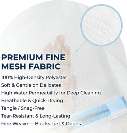 Mesh Laundry Bags for Delicates, 6 Pack Bra Wash Bags with Auto-Lock Zipper | Fine mesh with auto-lock zippers, 1L 2M 2S 1 bra sizes, protects lingerie, socks and underwear in washing machine