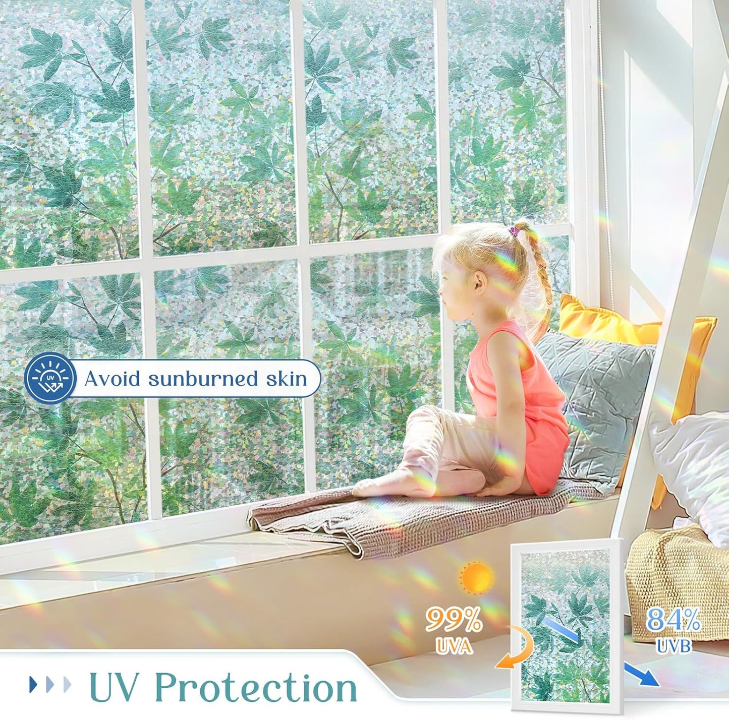 Haton Window Privacy Film Frosted Glass Film for Door Bathroom Shower, Peel & Stick, Day & Night, Papel para Ventanas Privacidad, Covering Sticker Removable Decorative Translucent Pure 17.5" x 78.7"