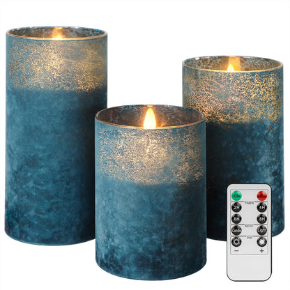 ANGELLOONG Flickering Flameless Candles, Realistic Battery Operated Candles with Remote and Timer, Set of 3 LED Candles for Room Fall Home Wedding Decor Centerpieces Table Party Valentines Decorations