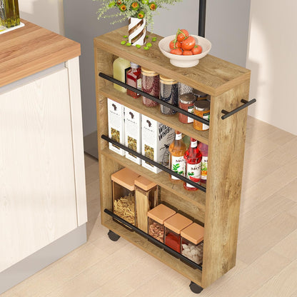 Tribesigns Slim Storage Cart, Rolling Narrow Kitchen Cart on Wheels for Small Place, 4-Tier Slide Out Slim Utility Cart Skinny Laundry Cart with Handle for Kitchen, Bathroom, Laundry