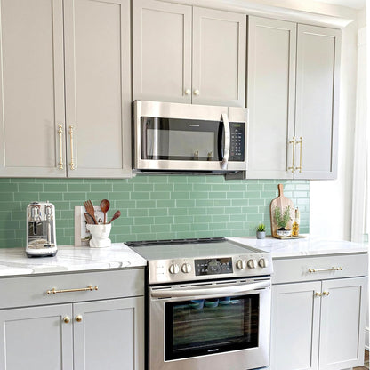 Smart Tiles Peel and Stick backsplash, Subway Teal Green, 11.55"x8.38" | Pack of 5 (2.8 sq ft), Glossy, Heat/Moisture Resistant, Low VOC, Kitchen/Bathroom, Renter Friendly, Made in Canada
