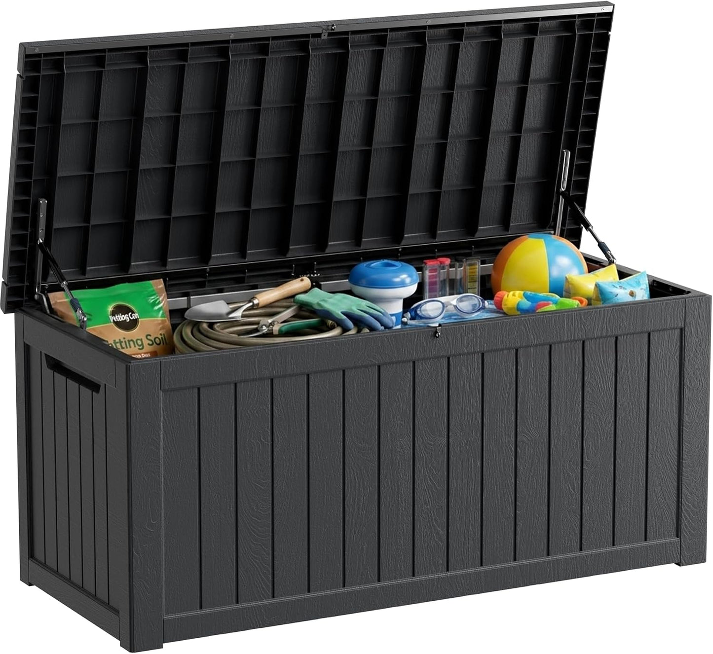 200 Gallon Deck Boxes Outdoor Waterproof, Outdoor Storage Box with Lockable Lid & UV-Resistant for Patio Furniture, Outdoor Cushions, Garden Tools and Pool Supplies, Light Brown