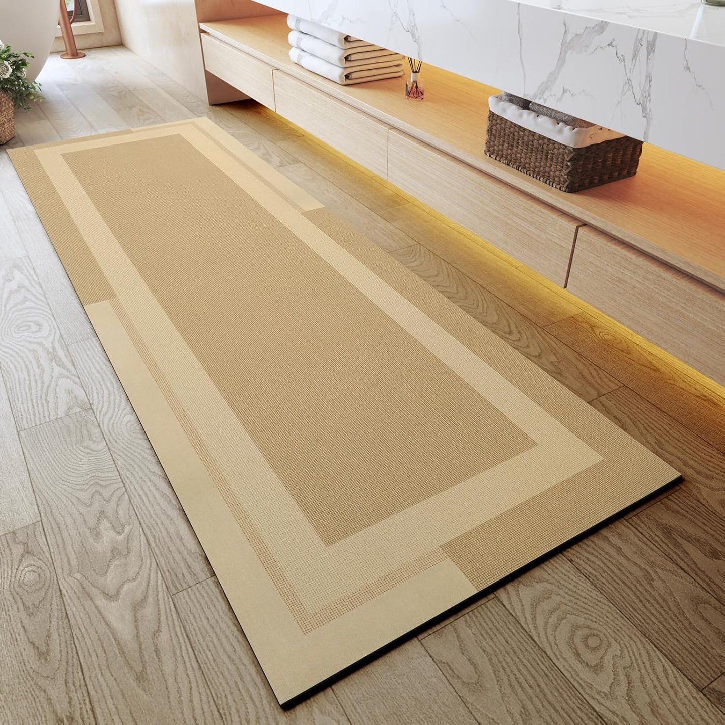YDKGL Non Slip Bath Mat, Rubber Backing Ultra Thin Bathroom Rugs Fit Under Door Quick Dry Super Absorbent Washable Bath Rug Shower Mat for Bathroom Floor Bathtub Shower Sink, Easy Care Blue 16"x 24"