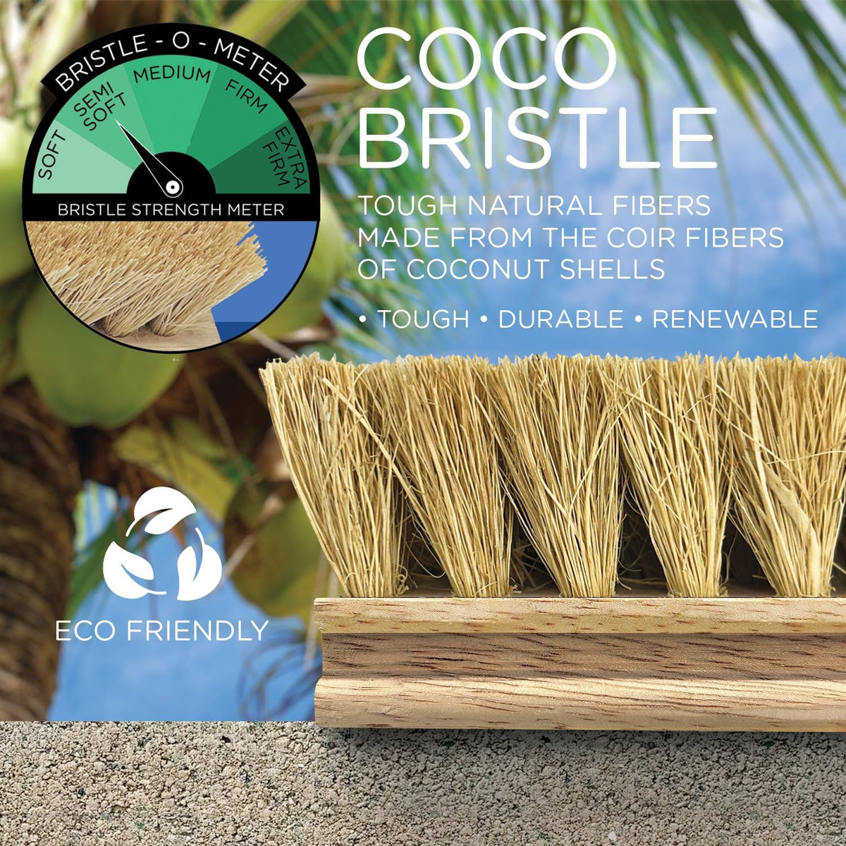 LOLA Deck Scrub Brush Outdoor Broom, Durable Bristles Remove Dirt, Grime, Grout, Leaves, Snow on Patios, Decks, Wet or Dry