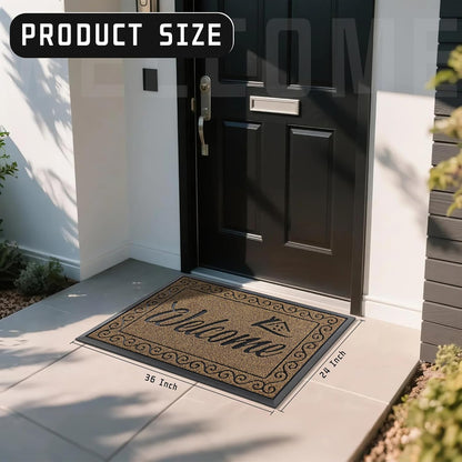 Yimobra Welcome Mat, Heavy Duty Sturdy Door Mats for Home Entrance Outdoor Indoor, Front Doormat for Outside Patio Floor Entry Porch Garage Office, Waterproof, Low Profile, 29.5x17, Black Grey