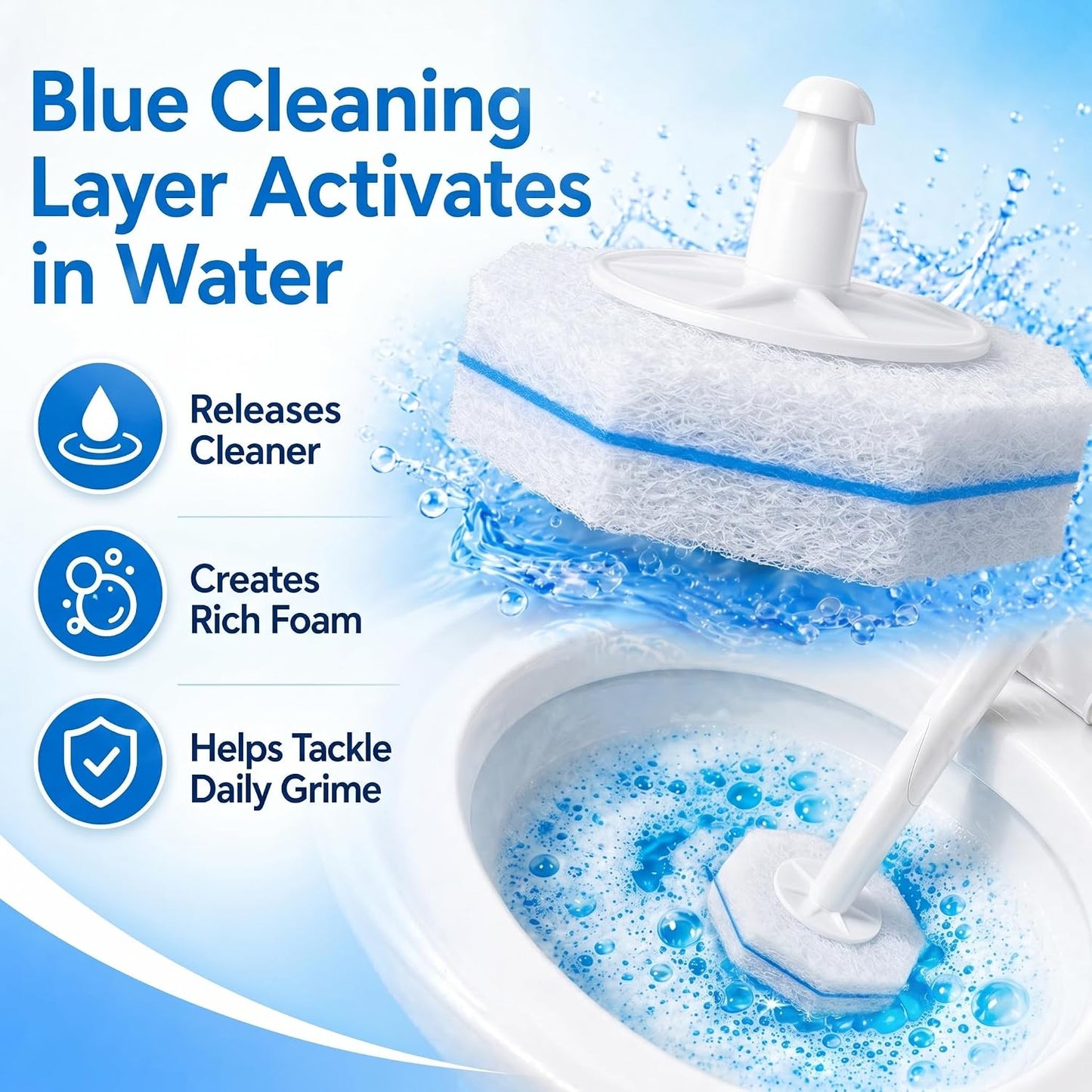 60 Count Wand Refills for Clorox Toilet Brush, Disposable Heads for Deep Cleaning, Instant Foam