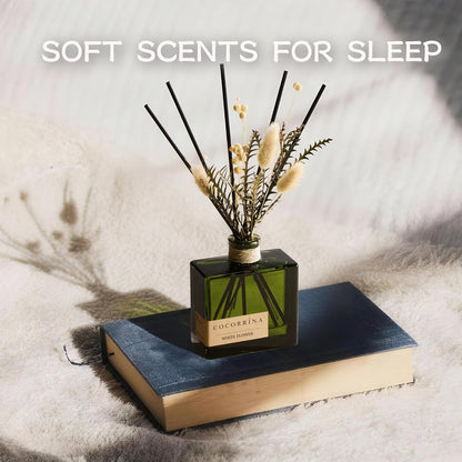 COCORRÍNA Reed Diffuser, 6.76 oz Moroccan Amber Scent Reed Diffuser with 6 Sticks & Dried Flowers, Long Lasting Elegant Fragrance Home Décor for Bathroom Bedroom Office