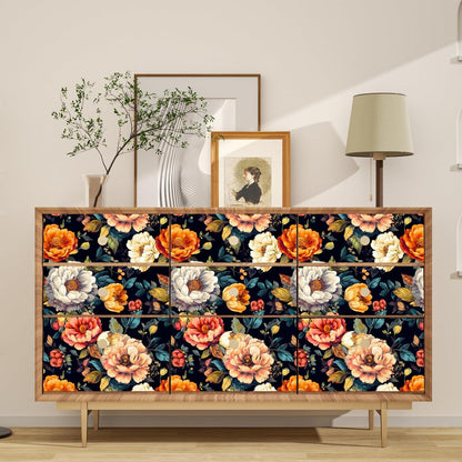 BOKEBEVE Watercolour Floral Peel and Stick Wallpaper Boho Vibrant Contact Paper Renter Friendly Wall Paper for Countertop Cabinet Wall Shelf Liner Removable Blue Colorful 17.5 x 118In