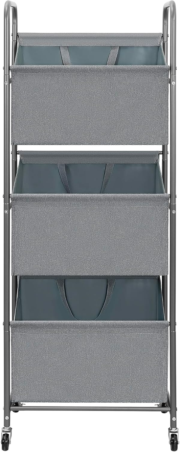 STO STO 3-Tier Vertical Laundry Hamper with Wheels, 120L Rolling Laundry Sorter with 3 Removable Breathable Mesh Bags, Rust-Resistant Steel Frame for Small Spaces, Apartment, Dorm, Black Mesh