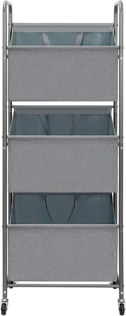 STO STO 3-Tier Vertical Laundry Hamper with Wheels, 120L Rolling Laundry Sorter with 3 Removable Breathable Mesh Bags, Rust-Resistant Steel Frame for Small Spaces, Apartment, Dorm, Black Mesh