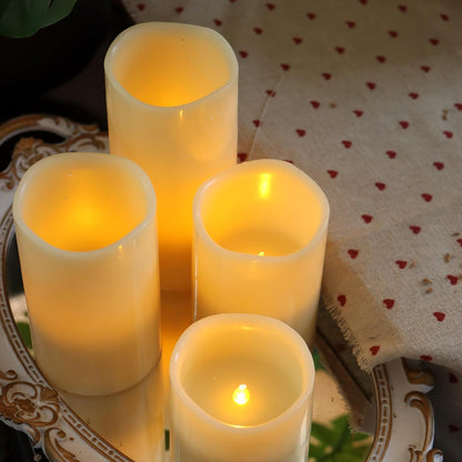 Battery Operated Flameless Candles with Remote Timer Real Wax Realistic Bright Flicker Flickering Electric Electronic LED Pillar Lights Home Wedding Party Decorations Set of 3 Rustic Texture Gray Grey