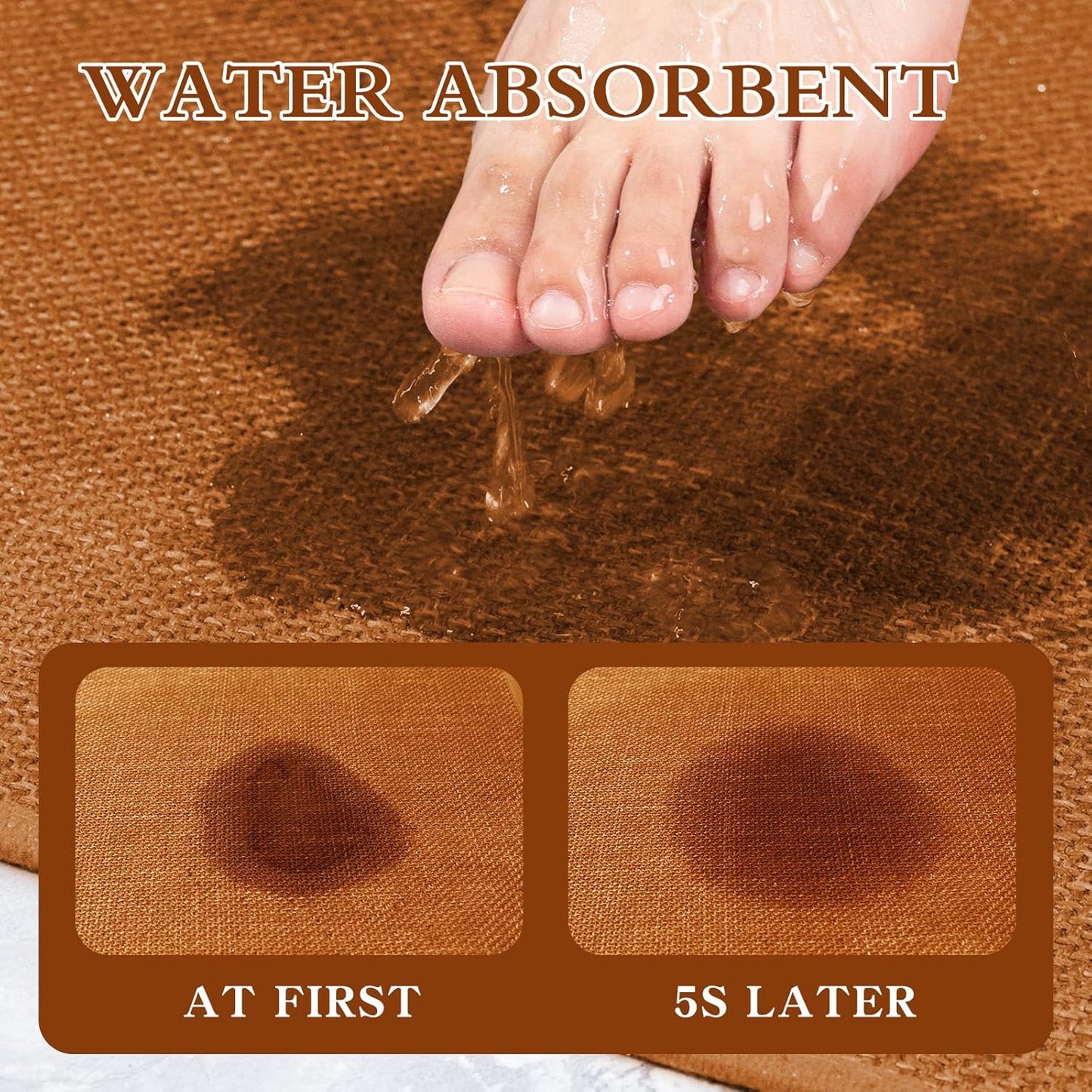 chakme Bathroom Rugs Mat 24x17, Ultra Thin Non Slip Bath Mat Small Quick Dry Absorbent Bath Mat for Bathroom Floor, (Dark Beige, 24"x17")
