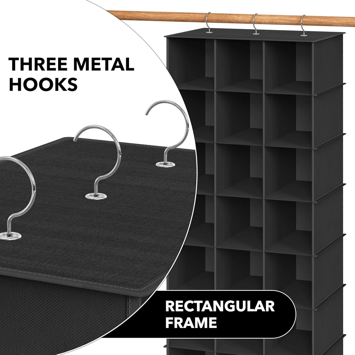 Simple Houseware 24 Section Shelves Hanging Shoes Organizer Holder for Closet, Gray