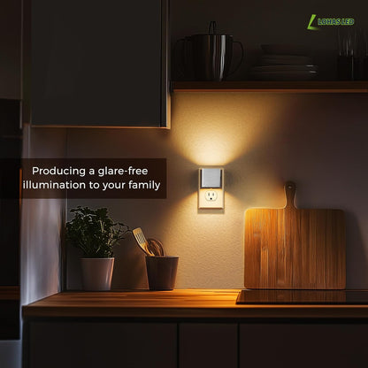 L LOHAS LED Motion Sensor Night Light, [2-Pack] Plug in Night Light with Motion Sensor and Dusk to Dawn Sensor, Brightness Adjustable, 3000K Soft White Nightlight for Bathroom Hallway Kitchen