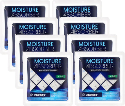 Zarpax Moisture Absorber Sachets Fresh Cotton 1.4 oz/40g - Remove Excess Moisture In Air & Odor - Desiccant Dehumidifier for Closet, Drawer, Safe, Storage - Dampness & Humidity Control - Set of 8