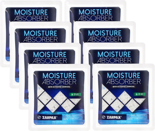 Zarpax Moisture Absorber Sachets Fresh Cotton 1.4 oz/40g - Remove Excess Moisture In Air & Odor - Desiccant Dehumidifier for Closet, Drawer, Safe, Storage - Dampness & Humidity Control - Set of 8