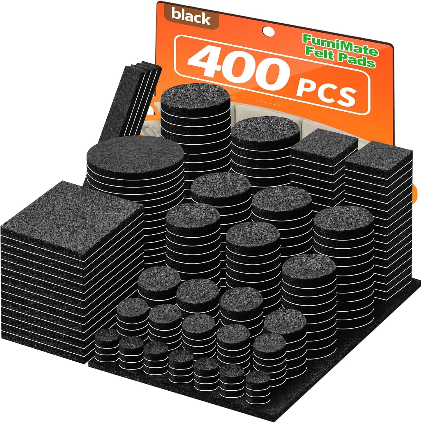 Felt Furniture Pads 300 Pieces, Furniture Pads for Hardwood Floors, Felt Pads for Chair Legs Furniture, Floor Protectors for Furniture Black