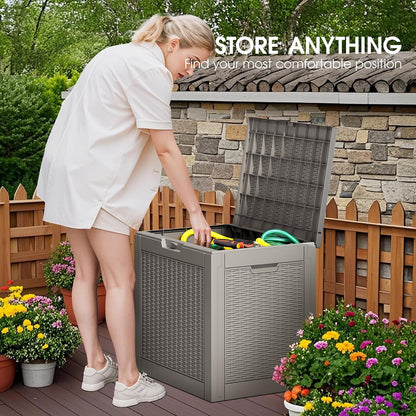 Outdoor Storage Deck Boxes Waterproof, Waterproof and UV Resistant Outdoor Storage Box Lockable Lid for Delivery Box, Indoor, Garden Tools, Pool Supplies, Patio (Black, 31 Gallon)