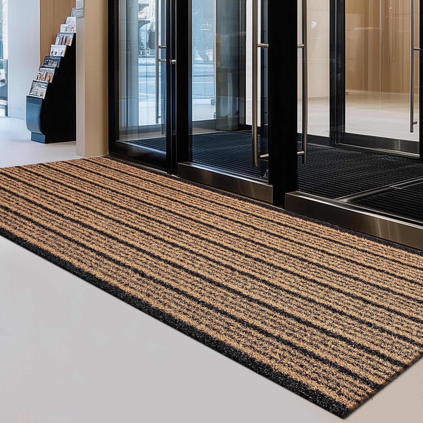Outdoor Front Door Mat 32" x 48", Dirt Trapping Outside Entrance Rug, Non Slip Shoe Scraper, Heavy Duty Commercial Rug for Patio, Garage, Traffic Area, Office, Roll Packing