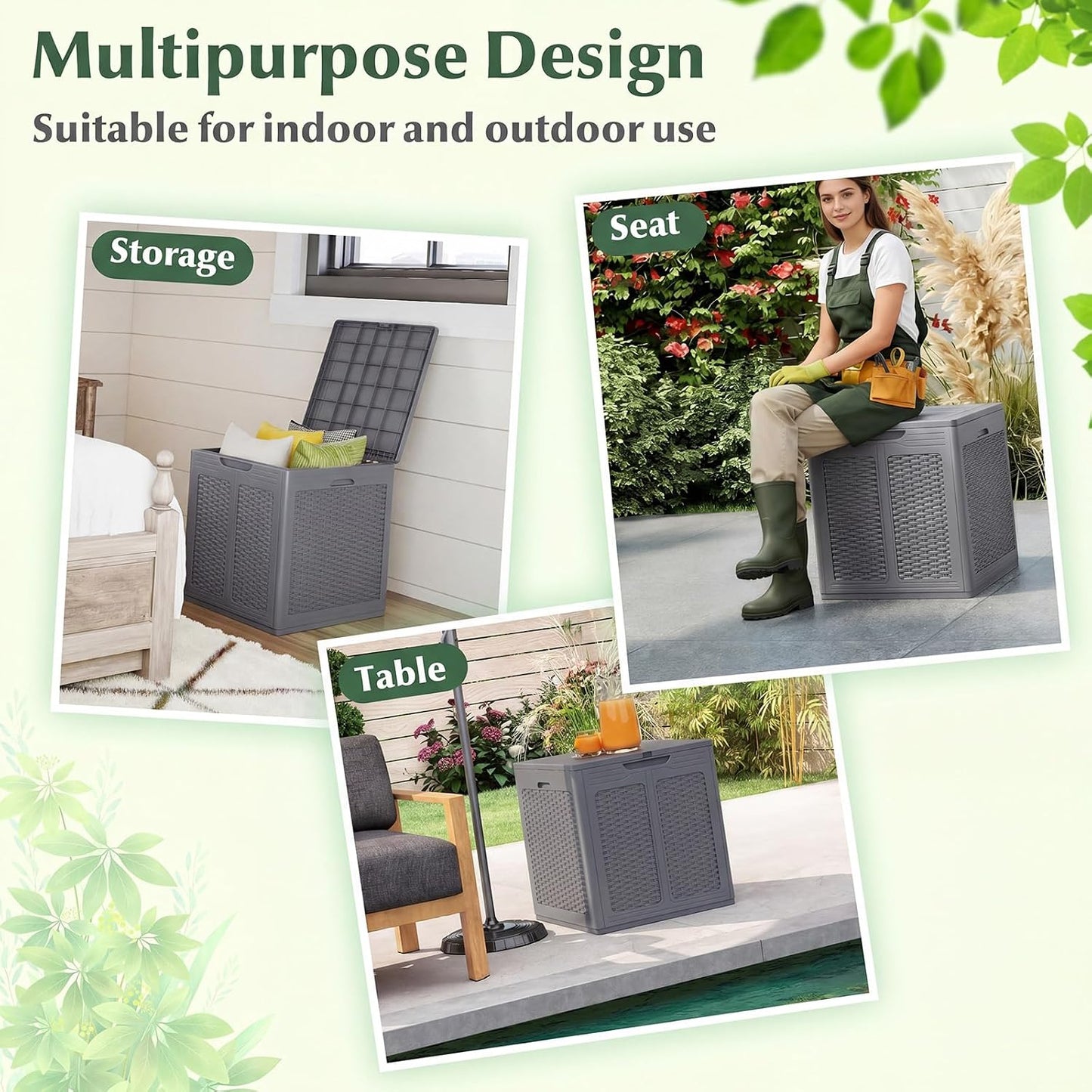 Tangkula 25 Gallon Waterproof Outdoor Storage Box with Lockable Lid | PP Resin, Wicker Patterned, Indoor Outdoor Use, Portable, Versatility, for Deck, Pool, Patio Cushions, Garden Tools