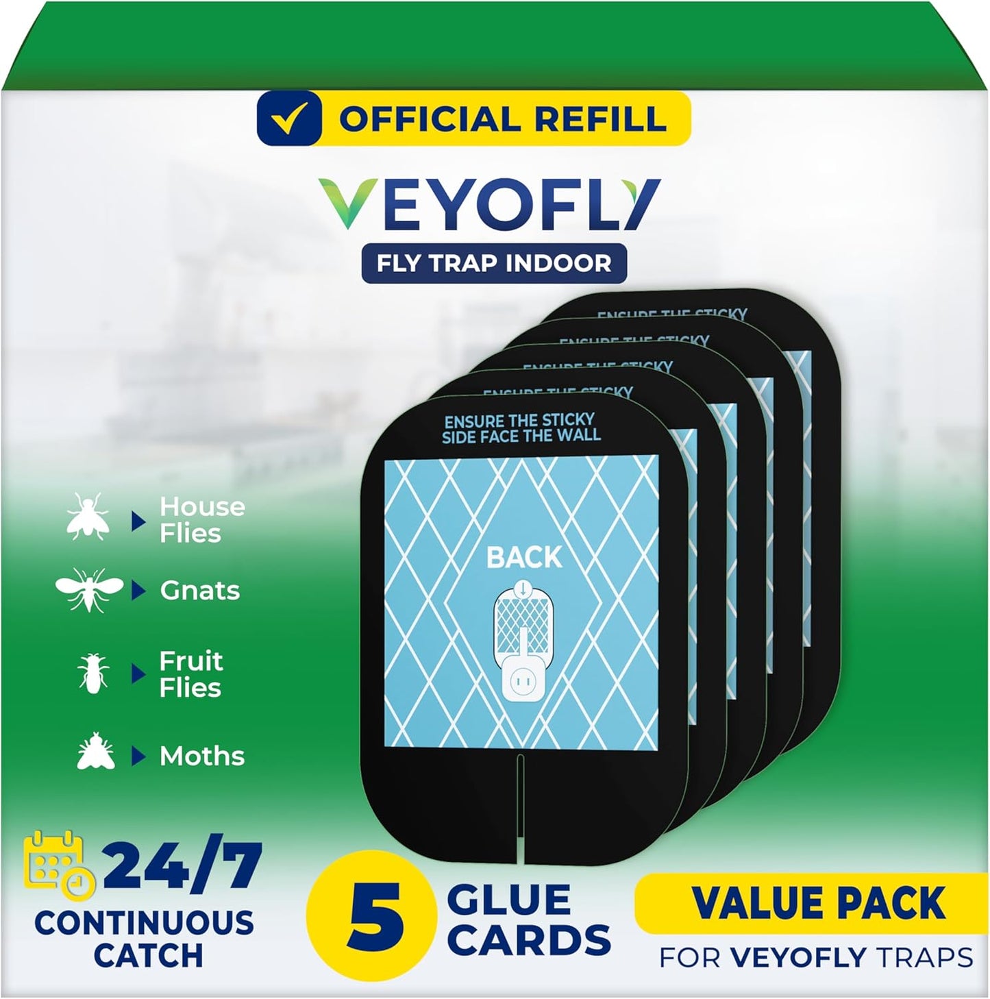 VEYOFLY Fruit Fly Traps for Indoors (2 Device + 4 Refills), Gnat Trap Indoor Plug in, Bug Traps, Flying Insect Trap, Gnat Traps for House Indoor, Fly Trap Indoor for Home Bug Light, Gnats Catcher