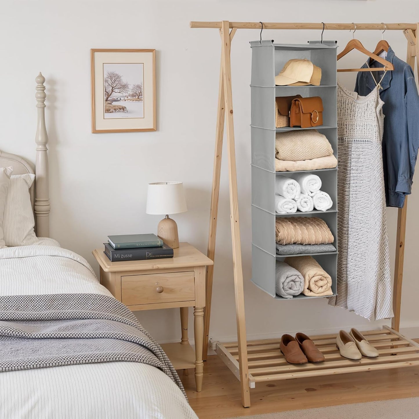 GRANNY SAYS 3-Shelf Hanging Closet Organizer and Storage, Collapsible Hanging Closet Shelves, Hanging Organizer for Closet & RV, Gray, 29 ½" H X 12" W X 12" D, 1-Pack