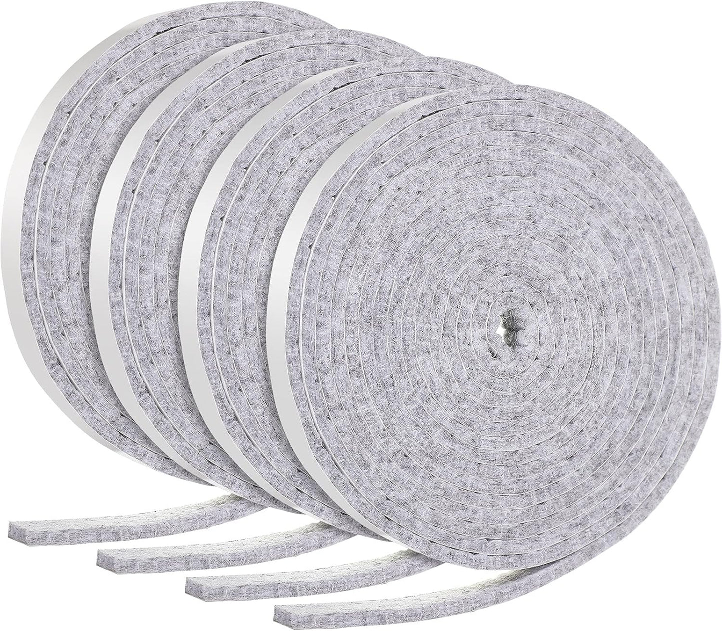 Zonon 4 Rolls 120 Inch Felt Strip with Adhesive Backing Felt Tapes Furniture Strip Rolls Self Stick Heavy Duty Polyester for Protecting Furniture and DIY Adhesive(Black,0.5 Inch)