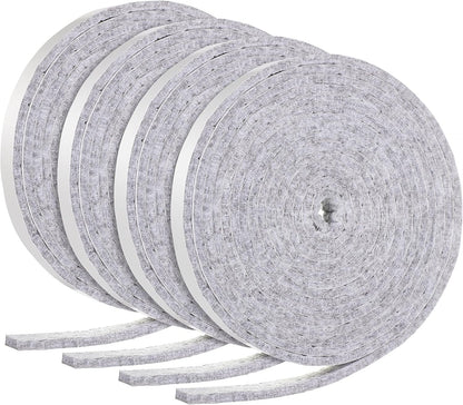 Zonon 4 Rolls 120 Inch Felt Strip with Adhesive Backing Felt Tapes Furniture Strip Rolls Self Stick Heavy Duty Polyester for Protecting Furniture and DIY Adhesive(Black,0.5 Inch)
