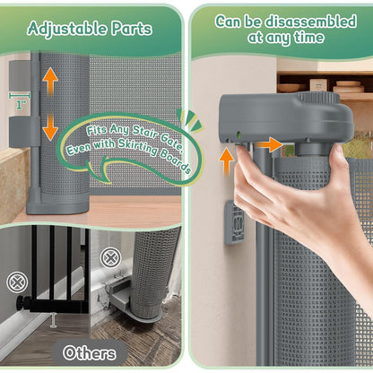 200'' Retractable Baby Gates Extra Wide,34" Tall Retractable Dog Gate for Doorways,Extra Long Retractable Baby Gate for Stairs,Kitchen,Indoor/Outdoor Retractable Gate with Fiberglass Reinforcement Rod