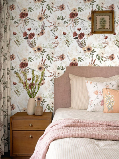 Dimoon 17.3''x78.7'' Peel and Stick Wallpaper Floral Cute Contact Paper Vintage Village Country Cottage Wallpaper Farmhouse Yellow Beige Renter Friendly Geometry Waterproof Embossed Kitchen Bedroom
