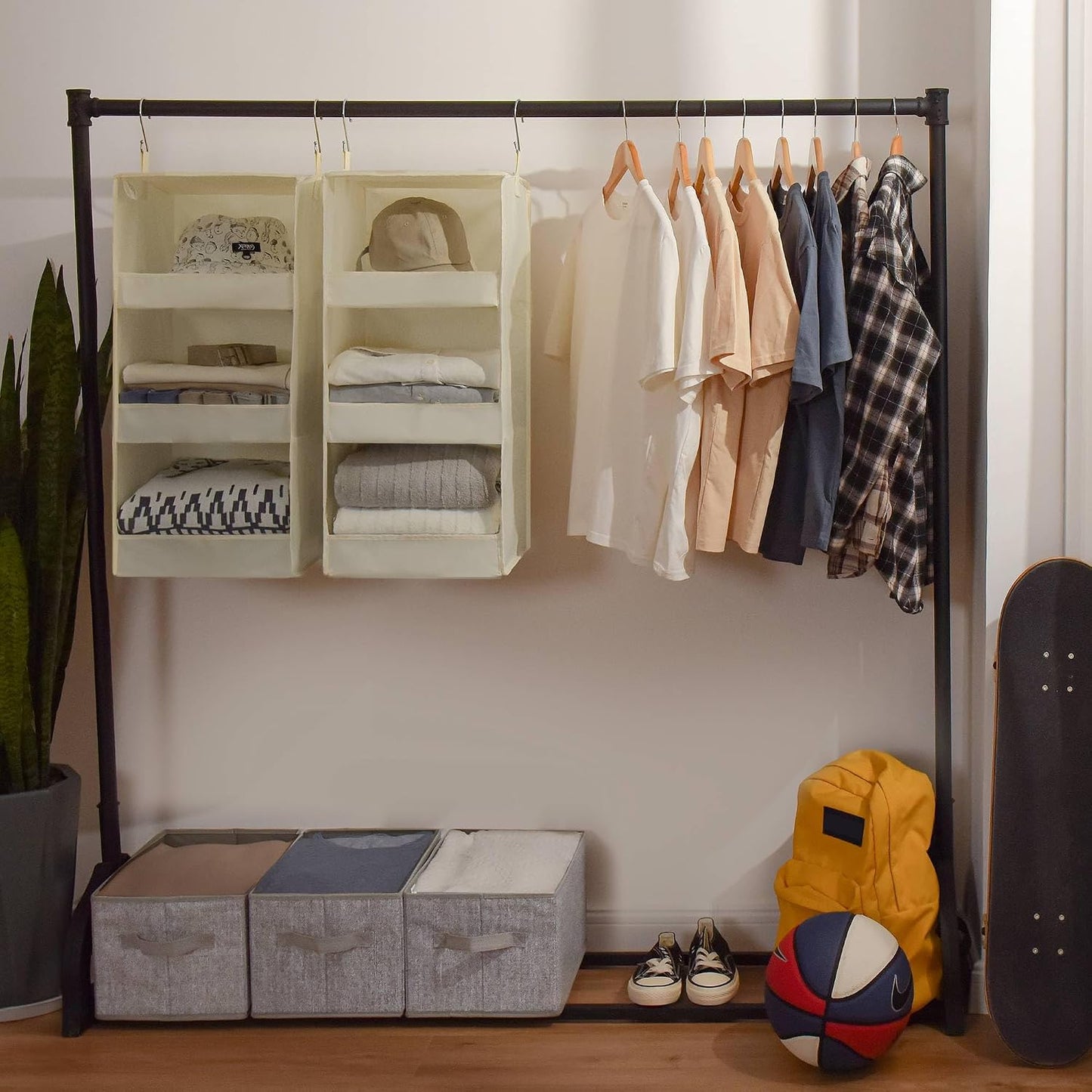 GRANNY SAYS 3-Shelf Hanging Closet Organizer and Storage, Collapsible Hanging Closet Shelves, Hanging Organizer for Closet & RV, Gray, 29 ½" H X 12" W X 12" D, 1-Pack