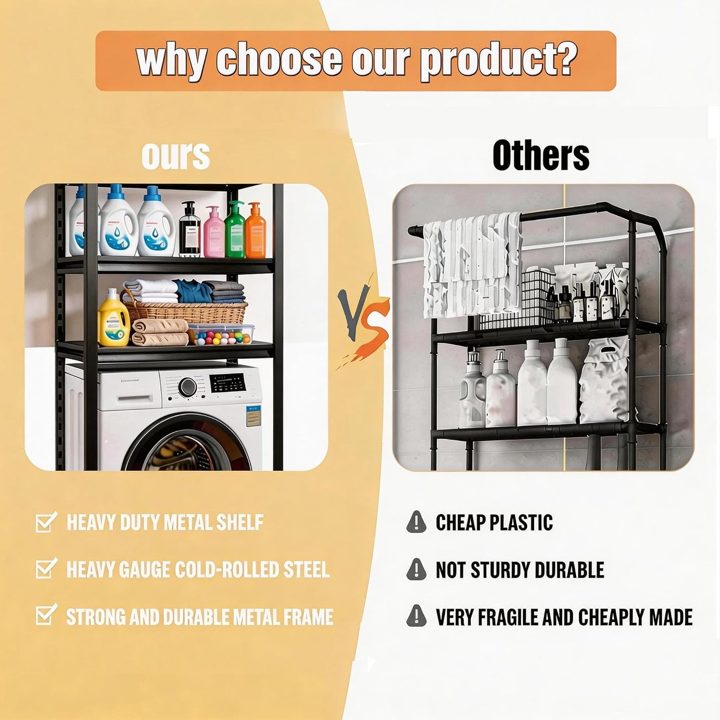 Over Washer and Dryer Shelves,5 Tier Adjustable Height Laundry Room Shelf and Storage,Metal Washing Machine Shelves Space Saver for Bathroom Over Toilet,Black (77×39×18in)