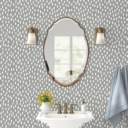 HAOKHOME Peel and Stick Wallpaper Boho Modern Dots Wall Paper Removable for Bathroom Caramel/White Contact Paper 17.3in x 9.8ft