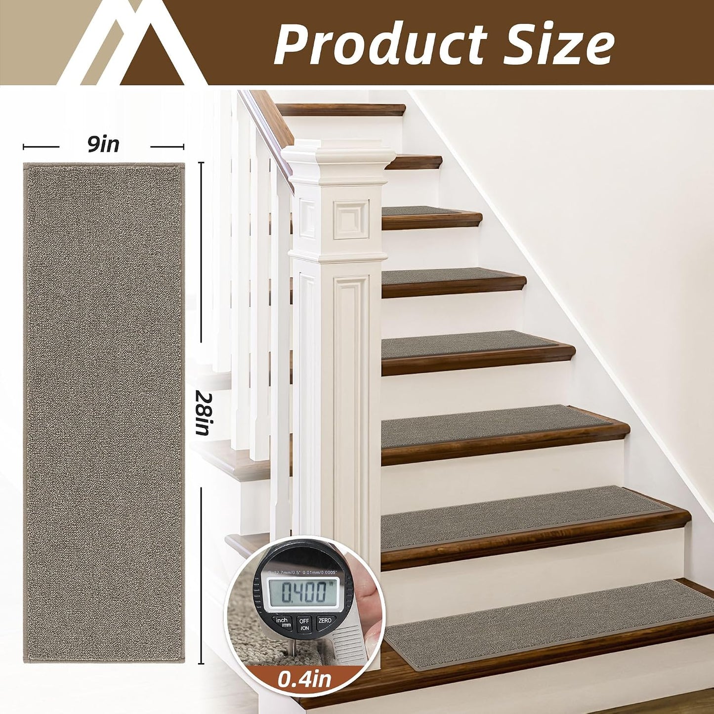 COSY HOMEER Stair Treads Non-Slip Carpet Stair Treads for Wooden Steps, Indoor Stair-Runner Rugs for Kids Elders & Pets 28"x9" (4Pc, Dark Gray)