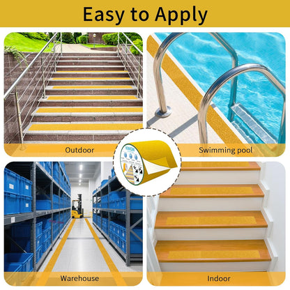 Waterproof Tape for Pools, 2" x15FT Heavy Duty Anti Slip Stair Treads Outdoor Tape Non-Slip Rubber Grip Tape Shower Strips Slip Resistant Tape Traction Tape for Stairs Showers Bathroom Trails
