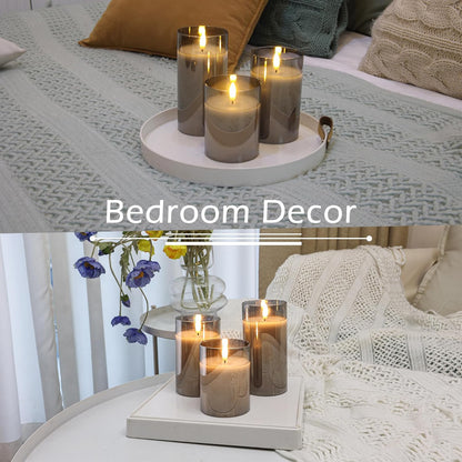 LUSHARBOR Flameless Candles with Remote, 3 Pack Battery Operated Candles Flickering Real Wax LED Fake Pillar Candles with Timer for Wedding Home Party, White